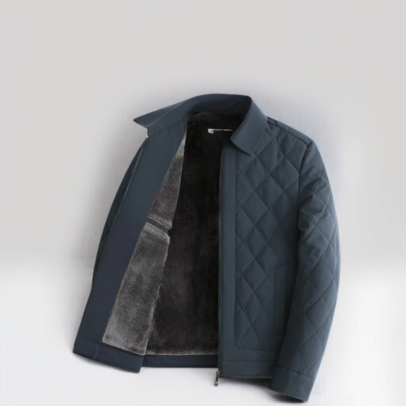 父親向け暖かい中綿ジャケット・シニア男性フリース裏地付きコート