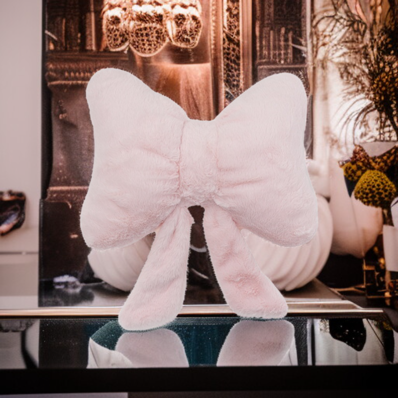 핑크 리본 소파 인조 토끼털 편안한 베개