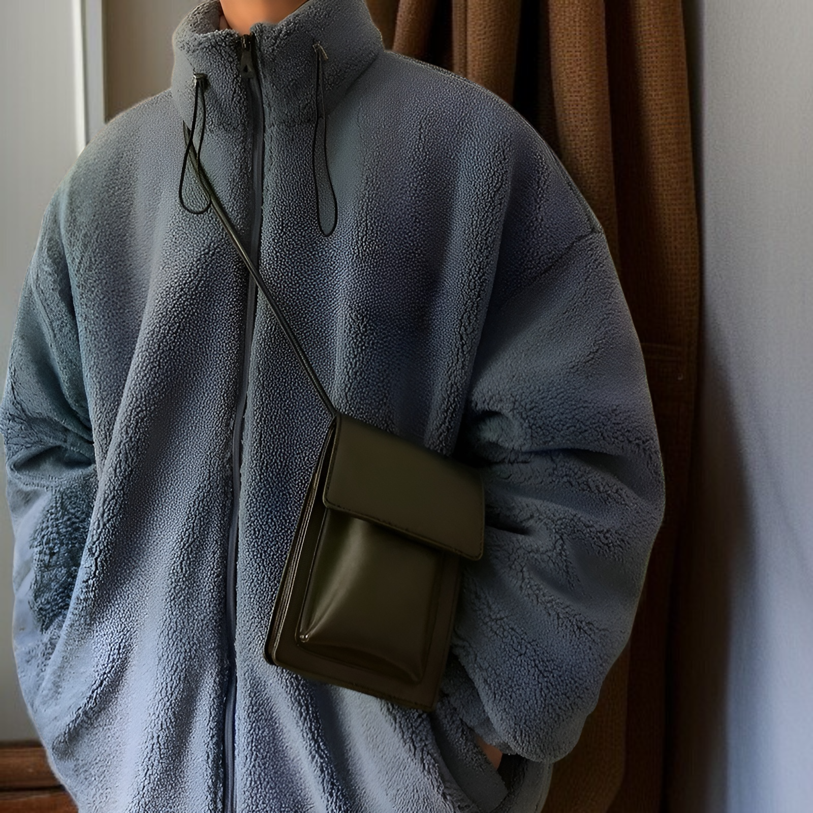 トレンド感溢れる日系立ち襟シープボアコート メンズルーズフィット新作