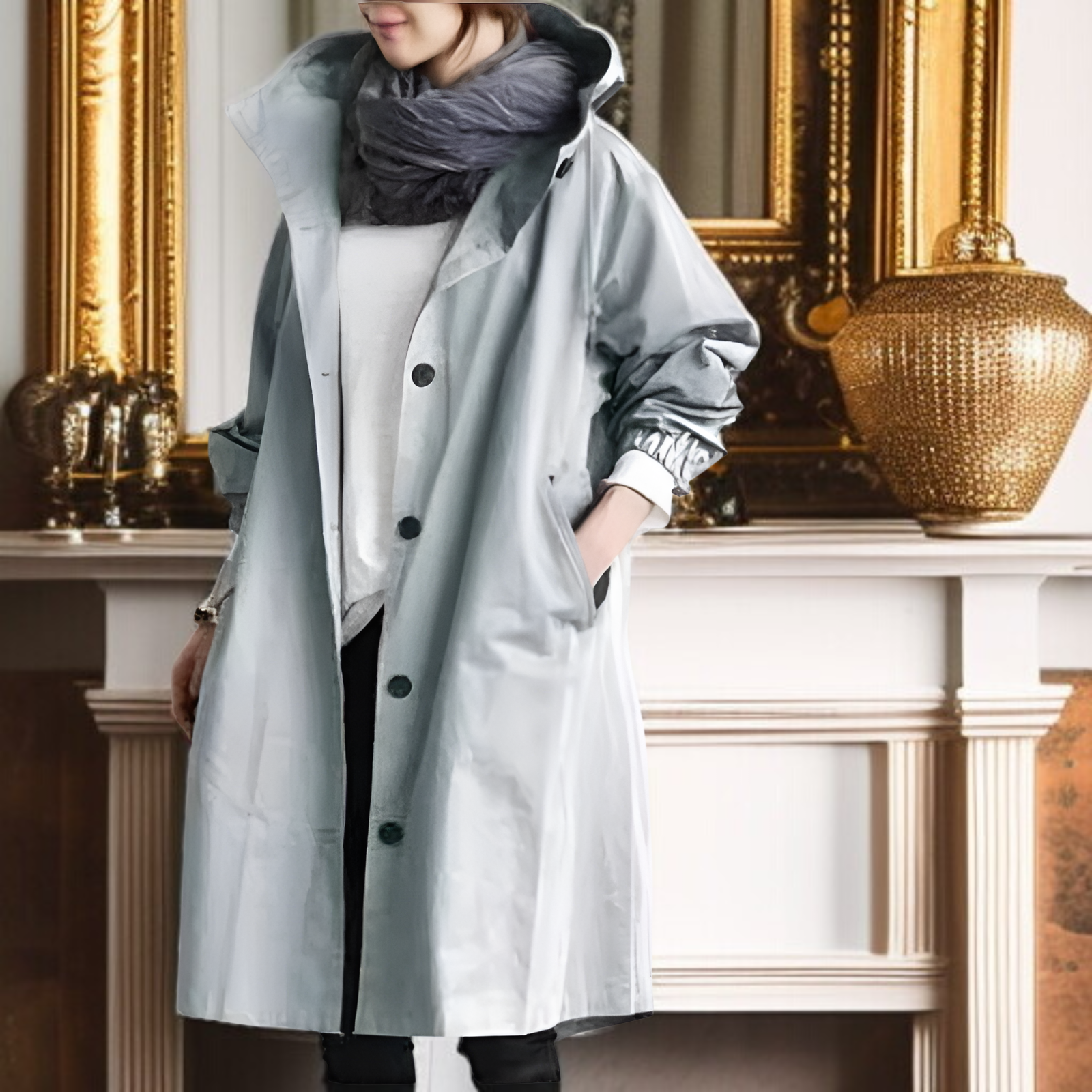 2025年秋冬新作 おしゃれ カジュアル 長袖 ミドル丈 エレガント ゆったり ウエスト ボタンダウン トレンチコート レディース
