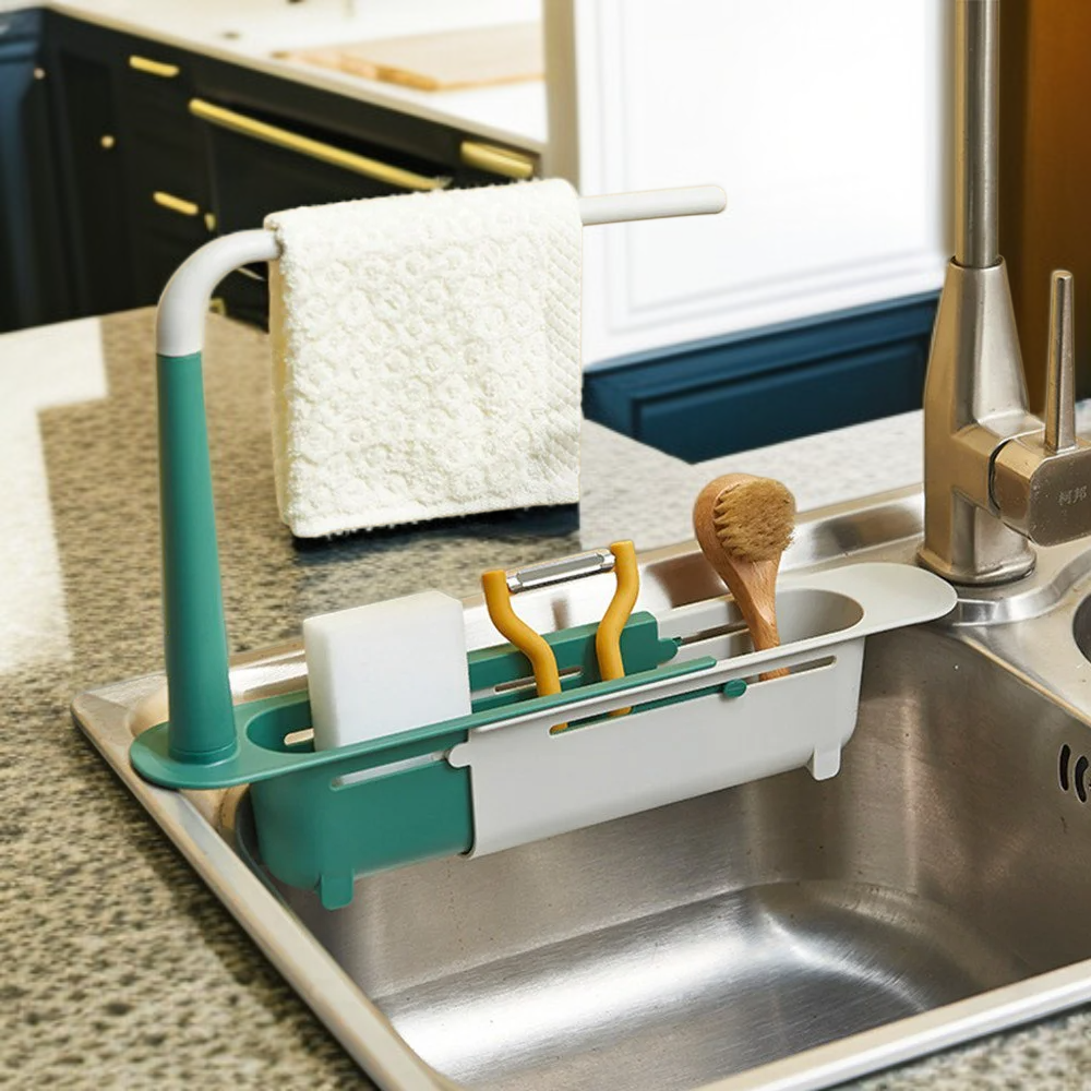  주방 신축성 선반 다용도 수납 바구니