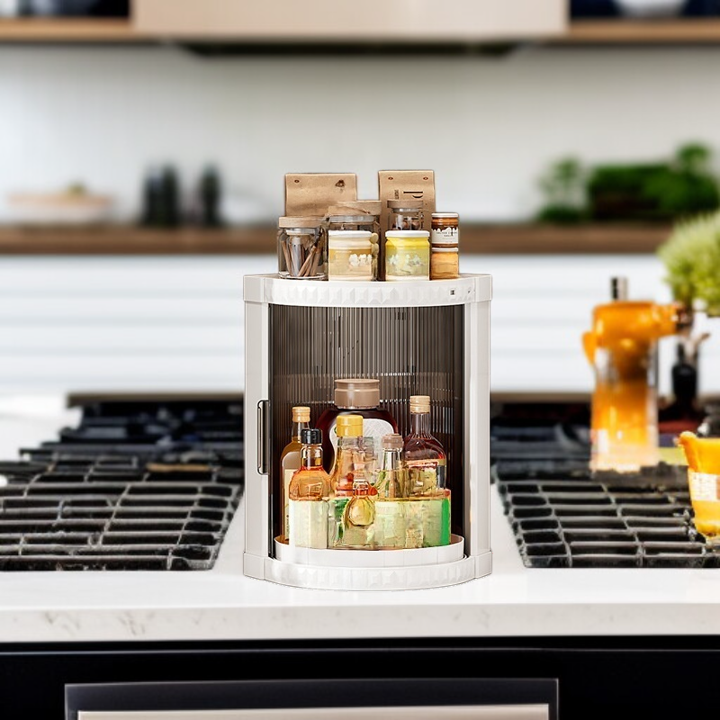 Wall-Mounted Kitchen Spice Rack, No-Drill Storage Shelf for Bottles and Cans