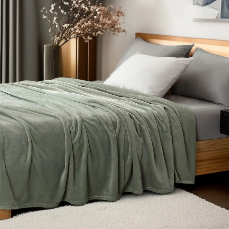 북유럽 플란넬 홑겹 담요 퓨어 컬러  심플 담요