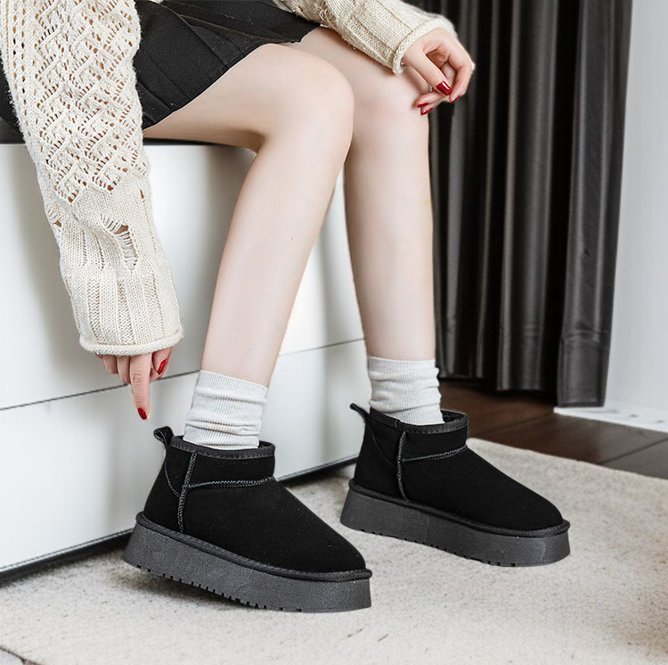 여성 북동부 앵클 부츠 융털 도톰 워커 플랫 스노우 슈즈