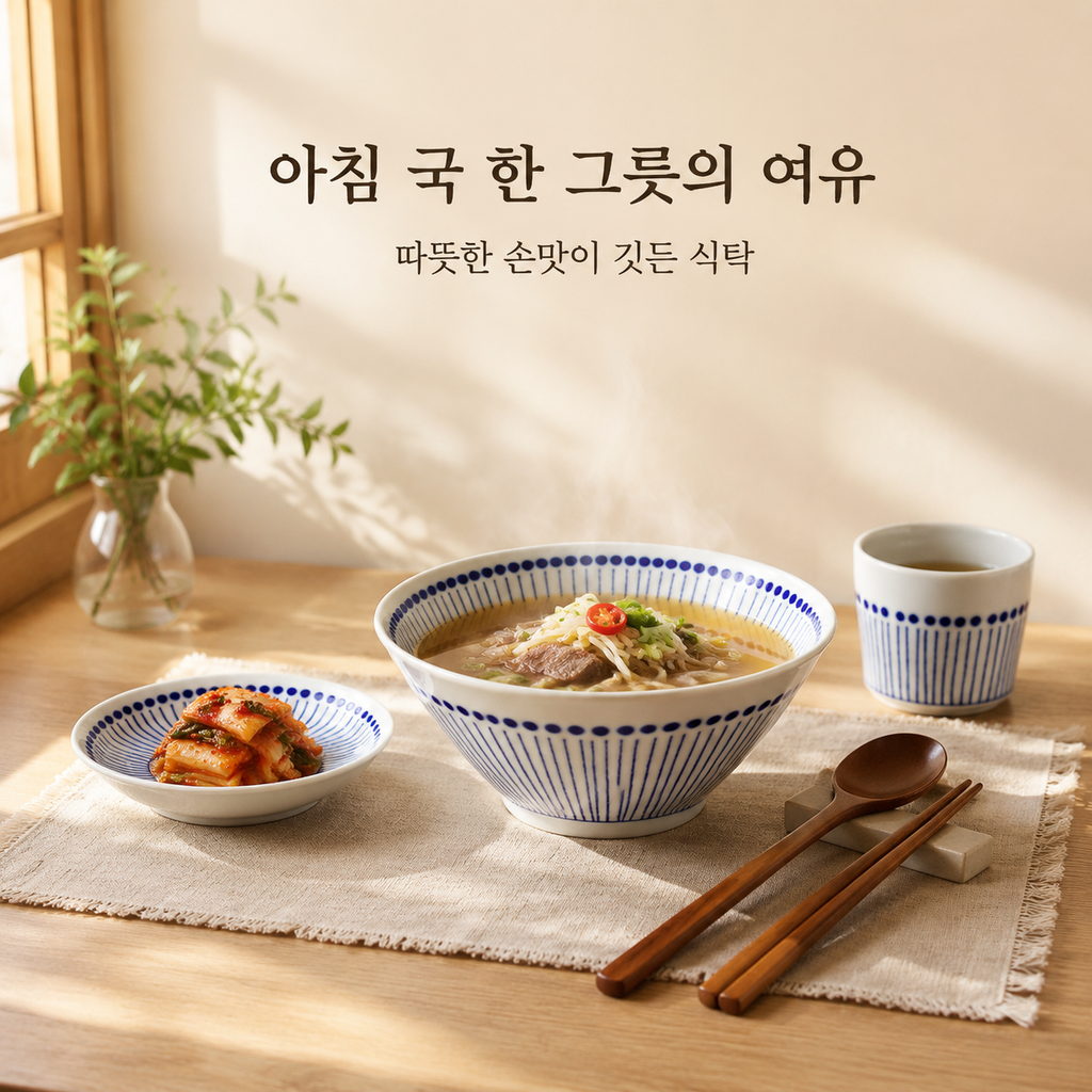 심플한 세라믹 국수 접시