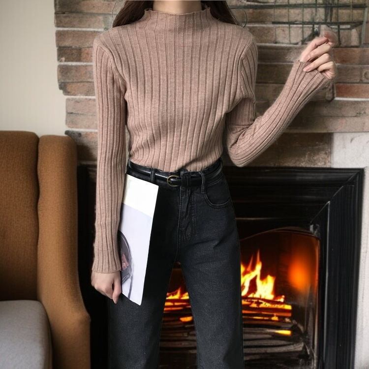 여성 반목 슬림핏 레깅스 니트