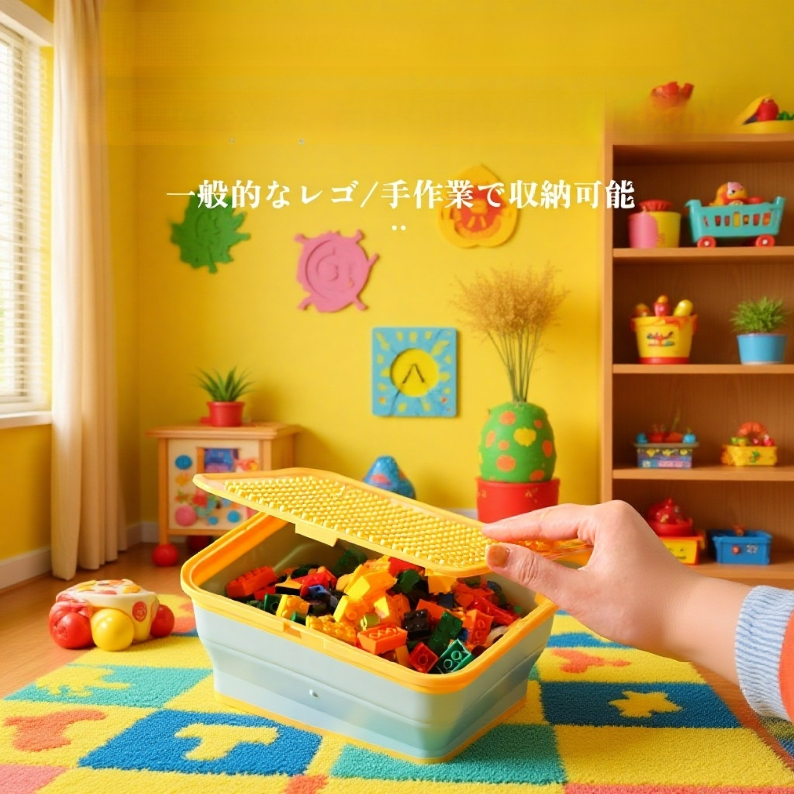 蓋付き折りたたみ式おもちゃ収納ボックス
