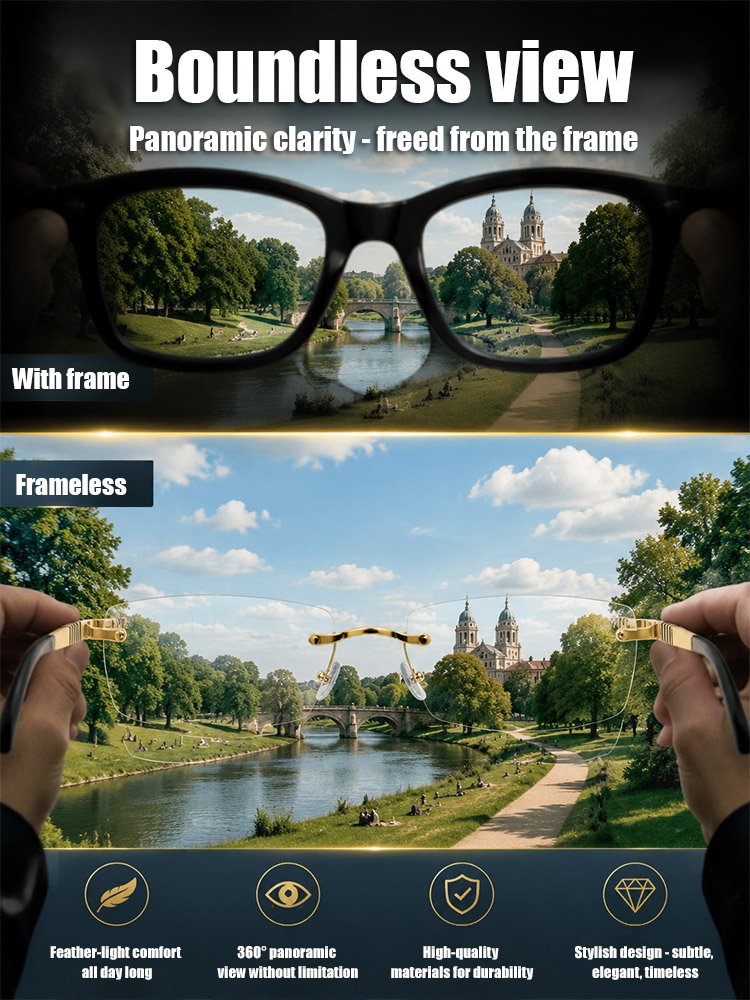 Frameless Photochromic Anti-Blue Light Reading Glasses