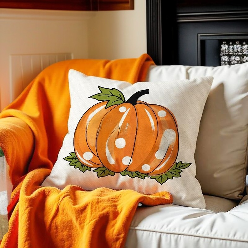 리넨 만화 호박 베개 커버