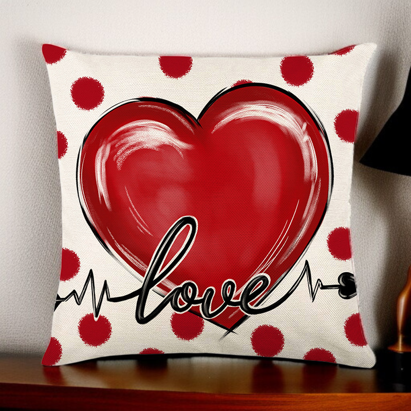 Valentine'S Day Printed Pillowcase Pillowcase Alphabet Printed Valentine'S Day Heart Home