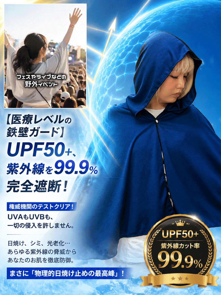 ひんやり速乾UVカット冷感ポンチョ