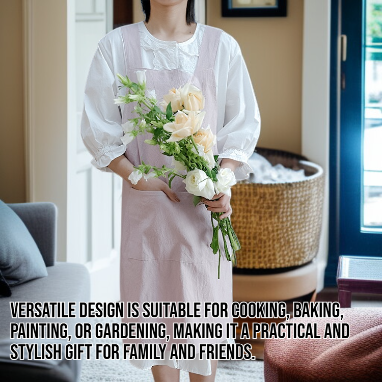 Solid color apron with wide shoulder straps