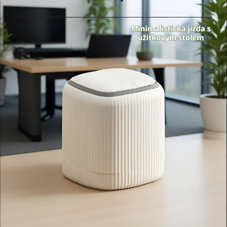 Malý stolní odpadkový koš s víkem na pracovním stole