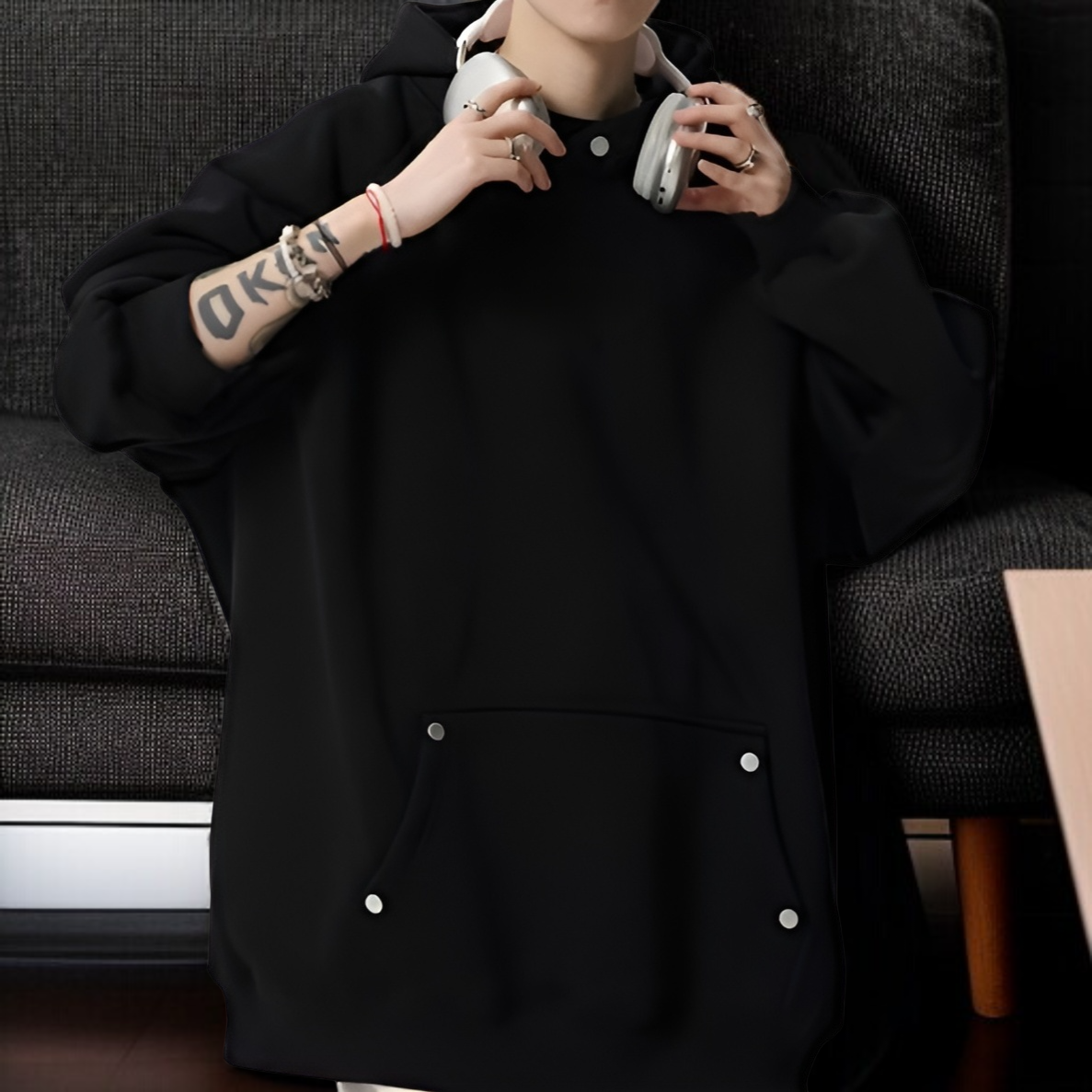 ストリート系刺繍デザインパーカー メンズ 秋冬 ユニセックス ゆったり高級感