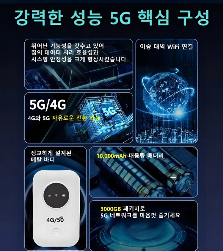 【주머니 속의 무료 인터넷】휴대용 Wi-Fi 5G 라우터