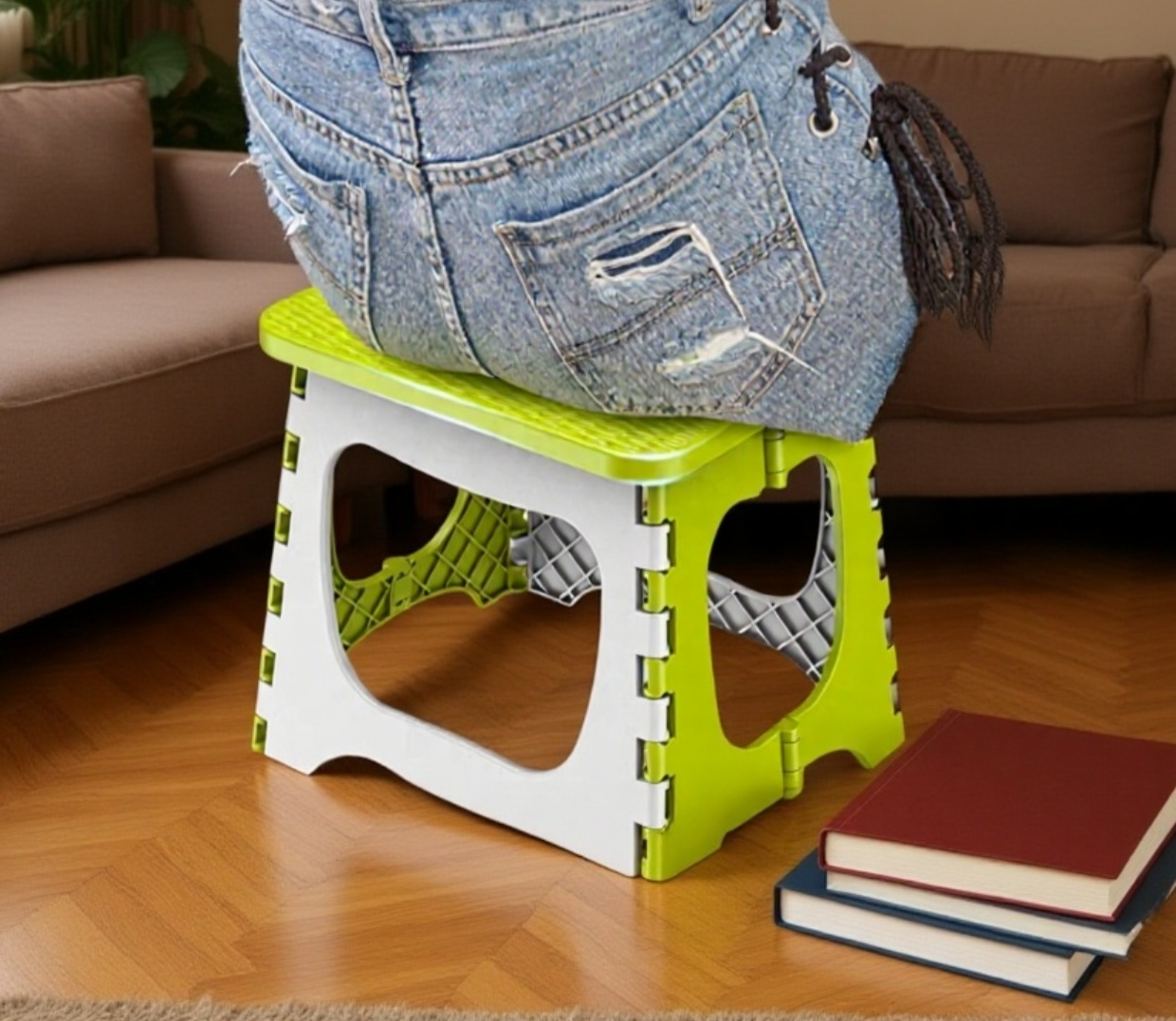 플라스틱 접이식 의자 내구성 강조 이미지