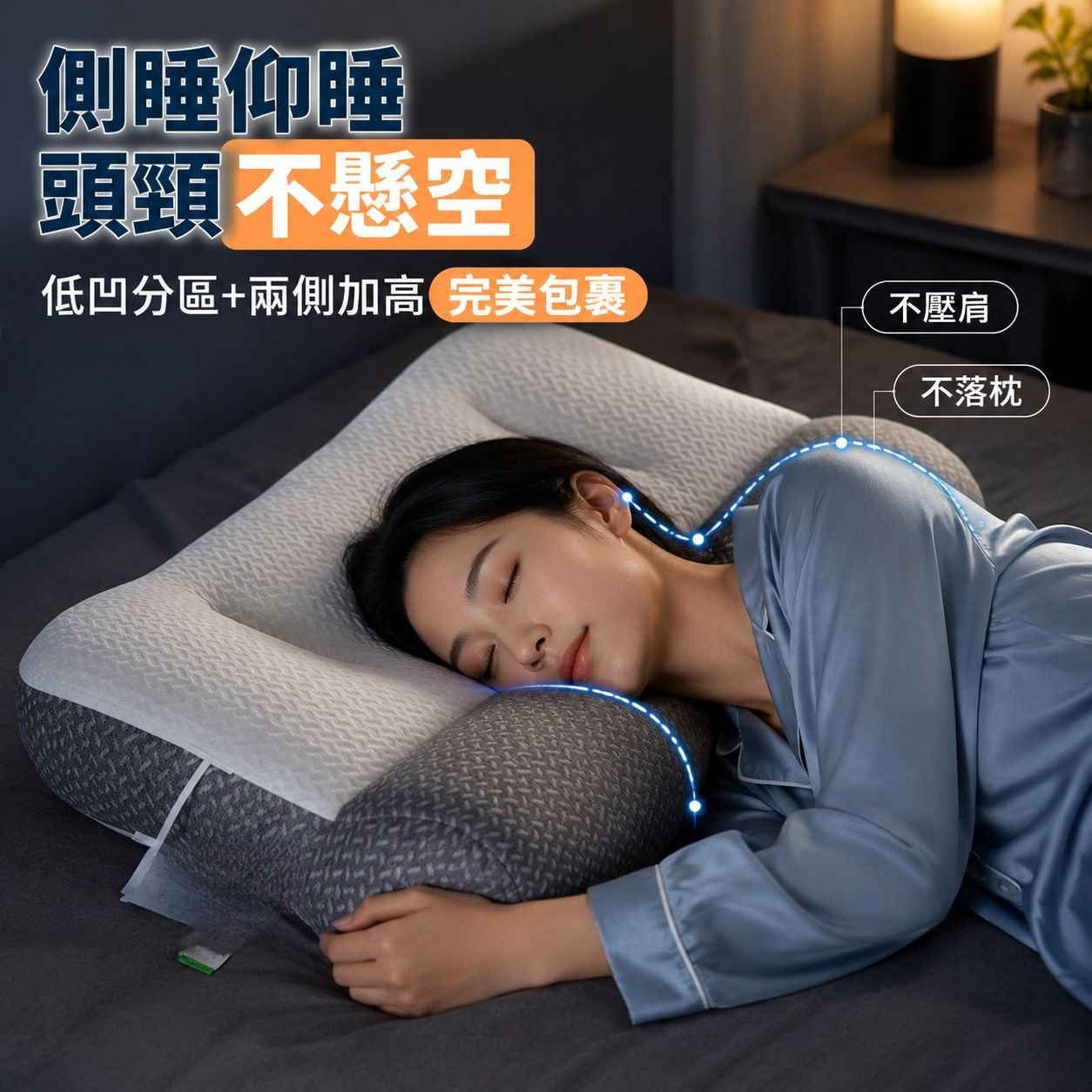 大豆纖維分區睡眠枕，支撐頸椎，編織健康枕（不含枕套）
