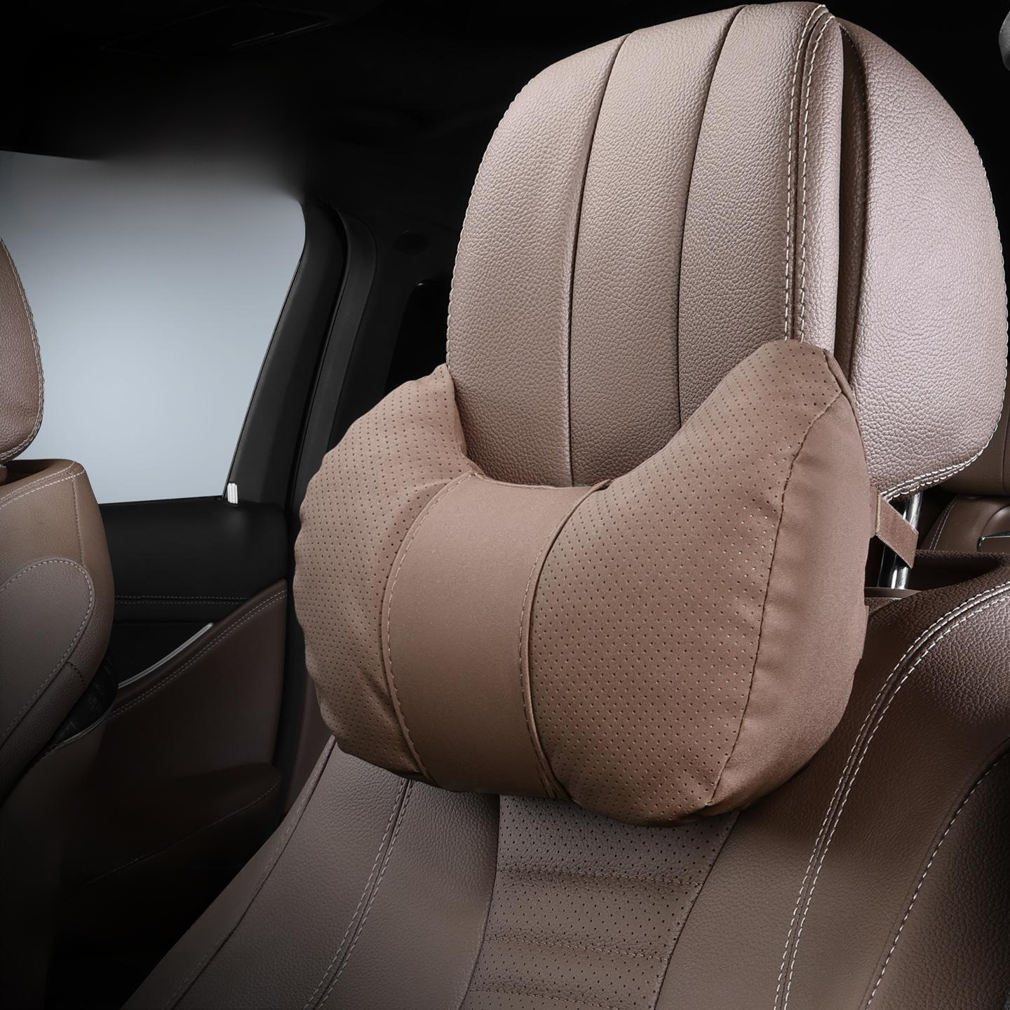 汽車頭枕護頸枕腰靠套裝，車用座椅靠枕新款五件組