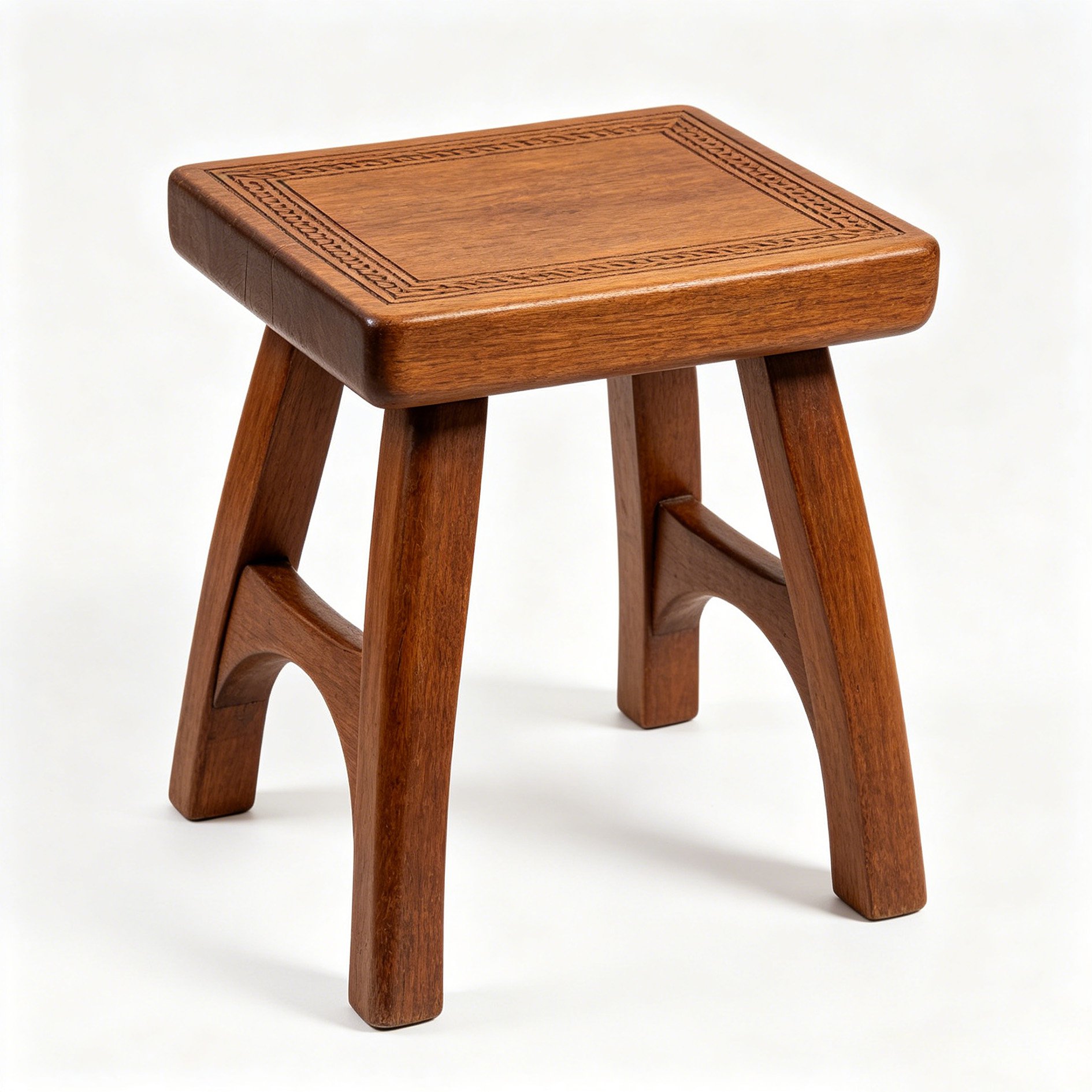 Handgefertigter Holzhocker aus Naturholz