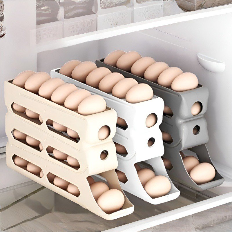 Automatic egg rolling egg storage box for refrigerator side door