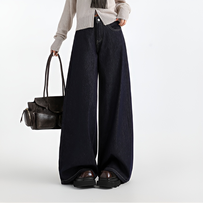 超ソフトな糸の流れのルーズジーンズ