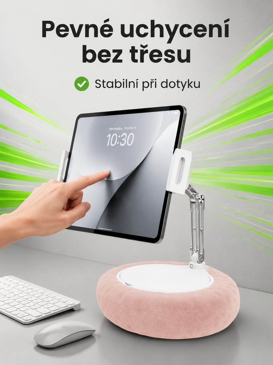 Pohodlné držení tabletu s plyšovým stojanem