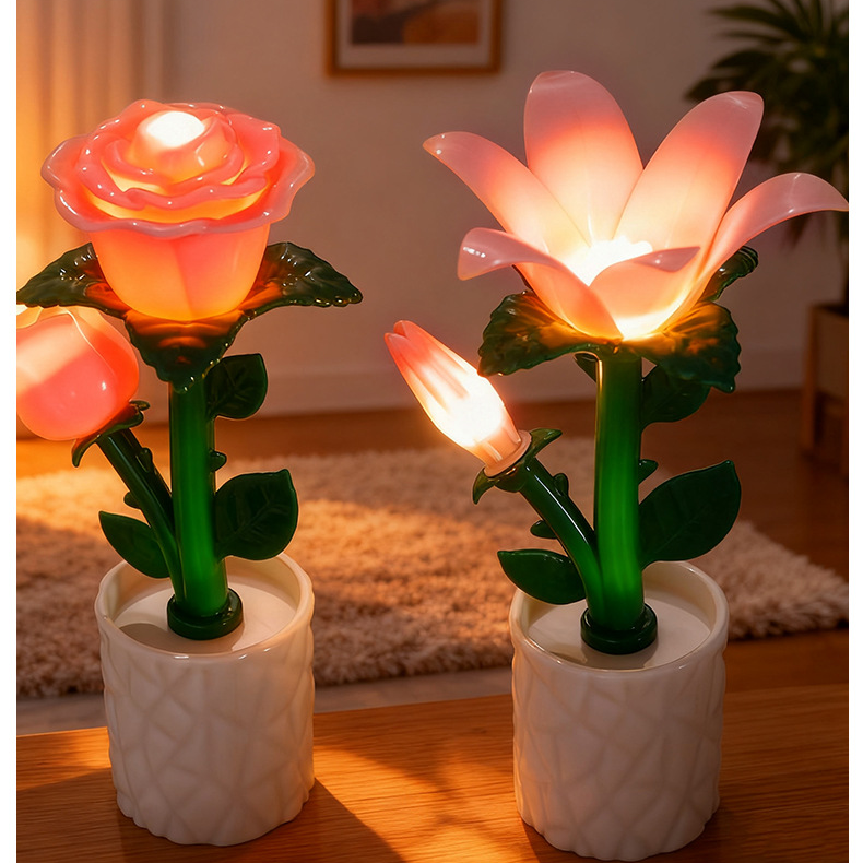 郁金香玫瑰造型夜燈