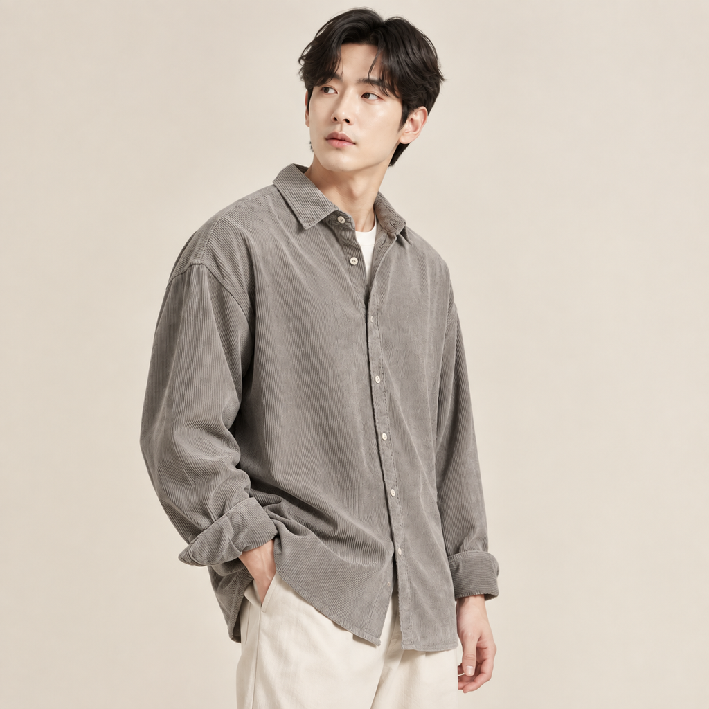 남성 루즈핏 카라 캐주얼 코듀로이 셔츠