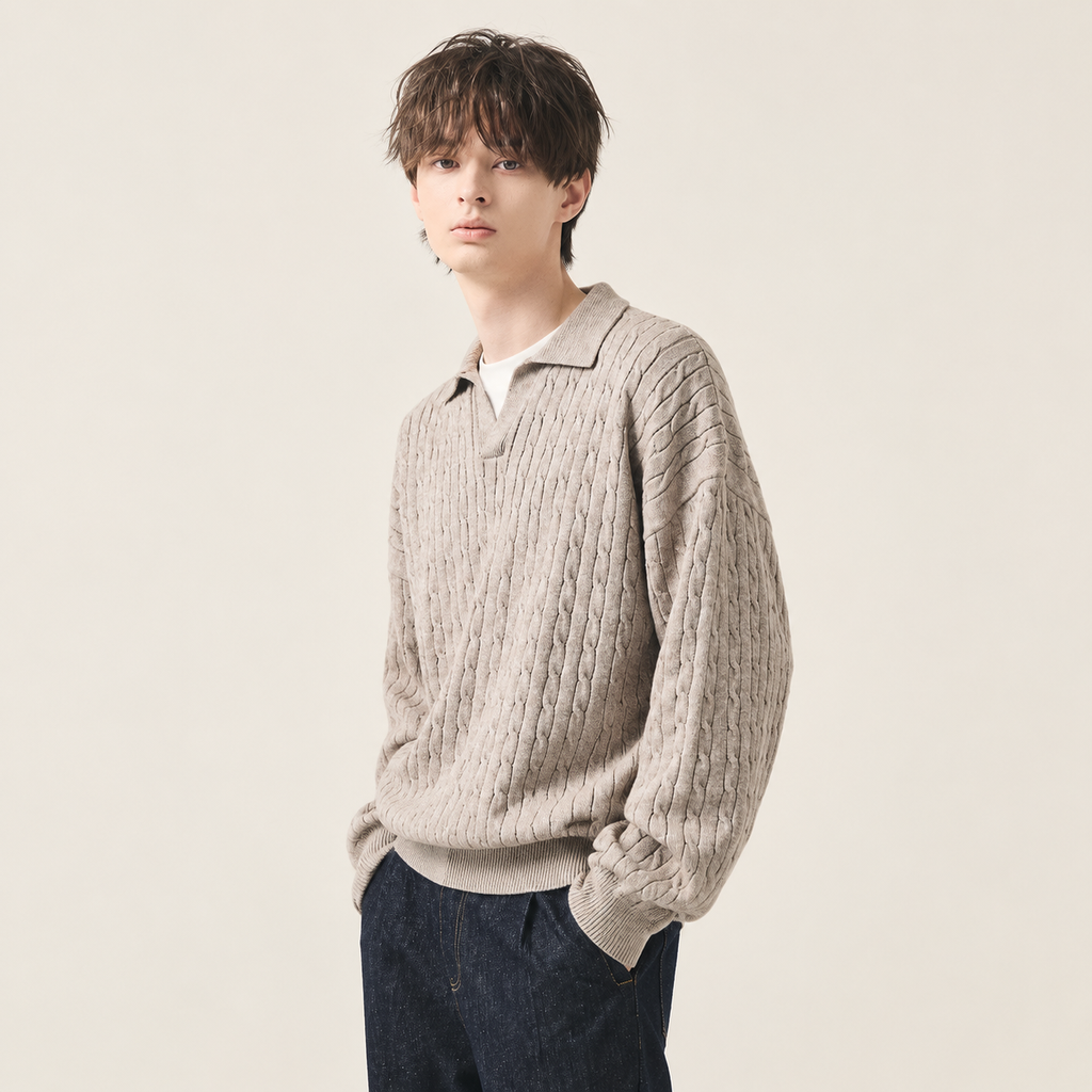 가을겨울 신상 남성 고급스러운 카라 꽈배기 니트 스웨터