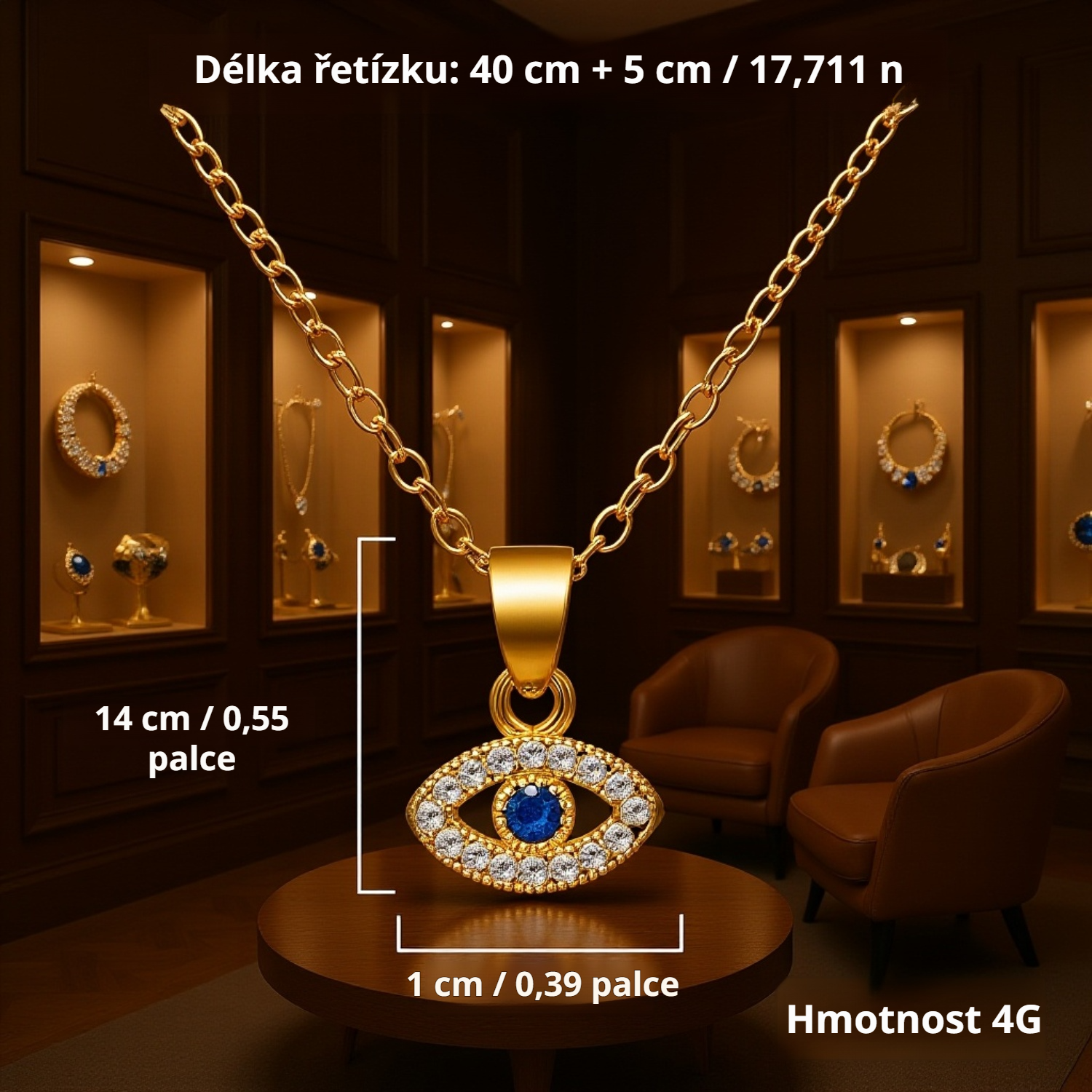 Detail přívěsku Oko démona na stylovém náhrdelníku