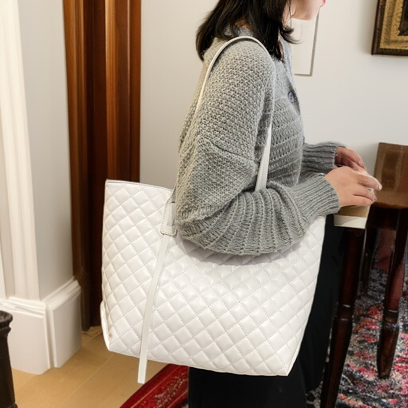 حقيبة يد نسائية بنقشة الألماس كبيرة السعة