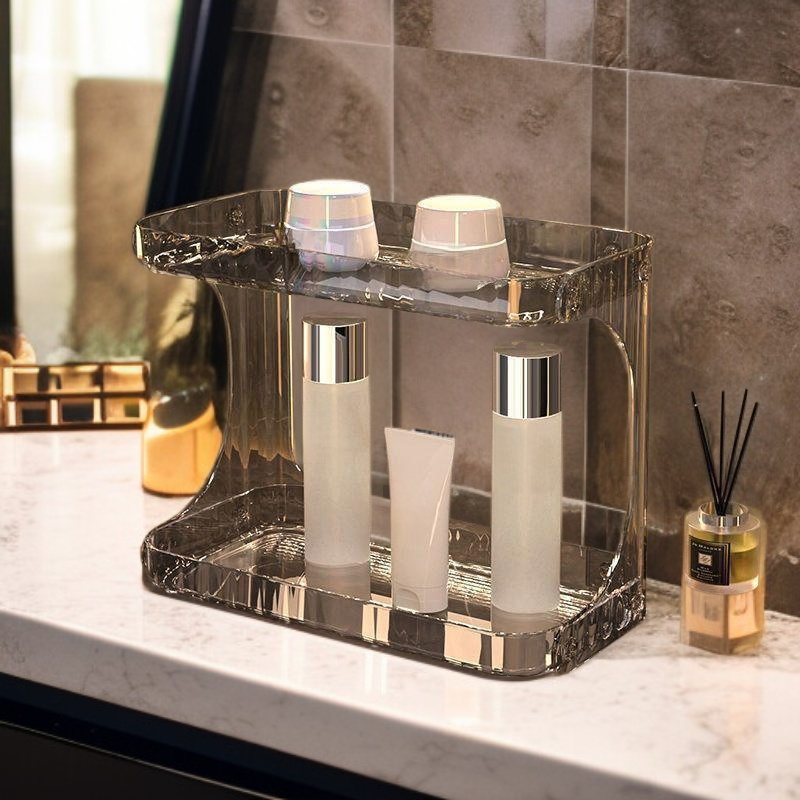 Modern Double-Tier Vanity Shelf for Bathroom – Skincare & Makeup Organizer