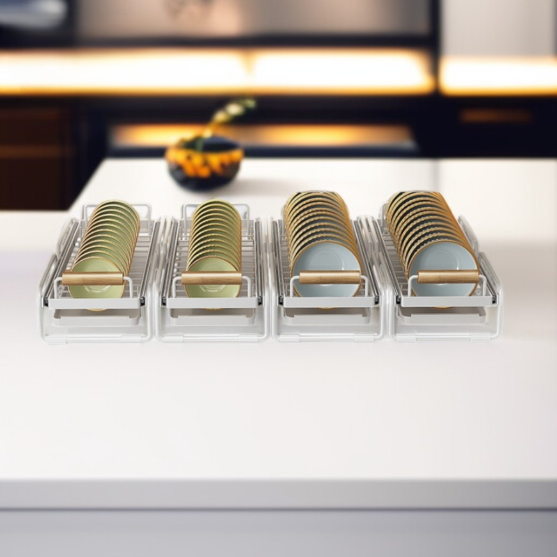 Kitchen Plate and Bowl Organizer, Adjustable Non-Slip Dish Rack
