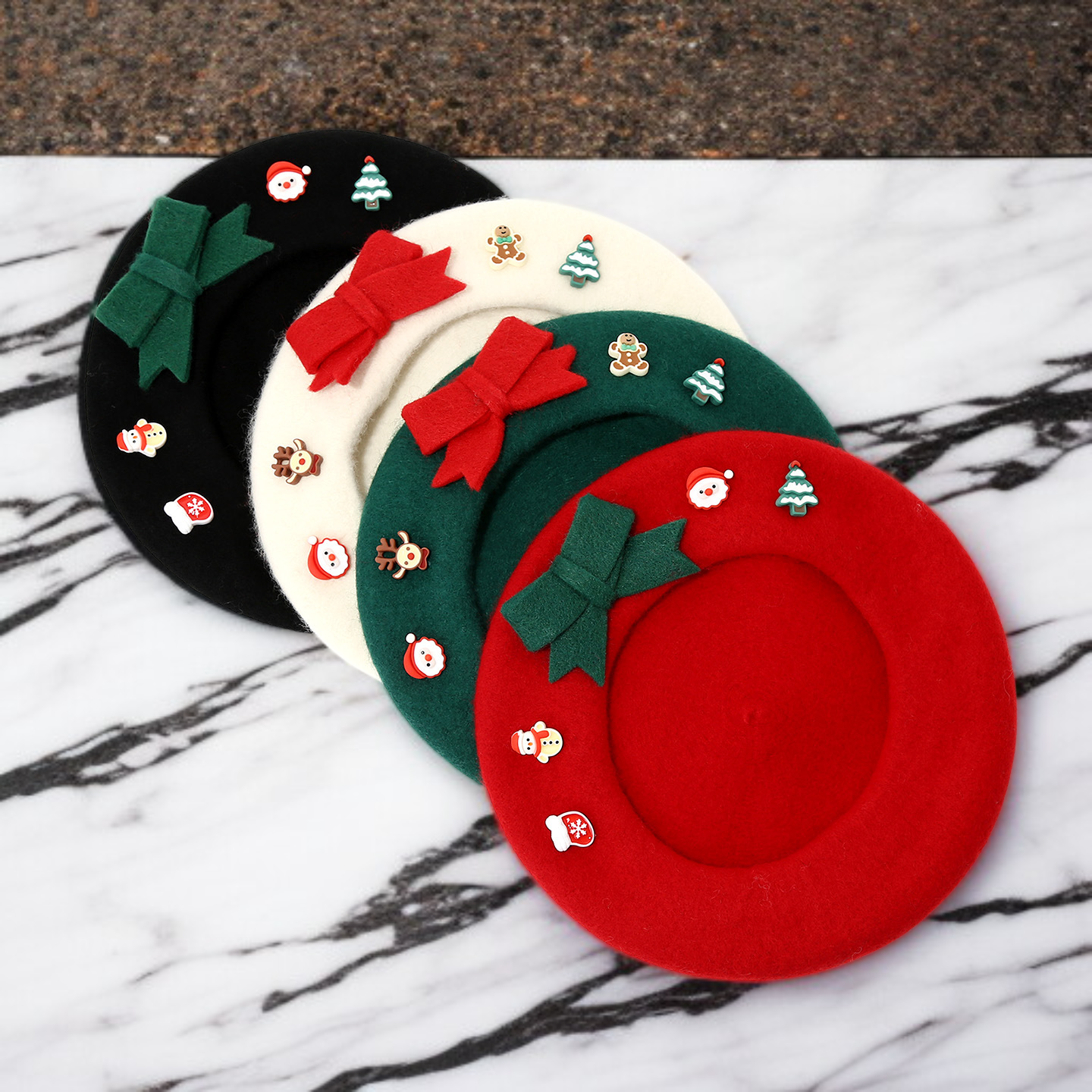 溫暖舒適蝴蝶結貝雷帽