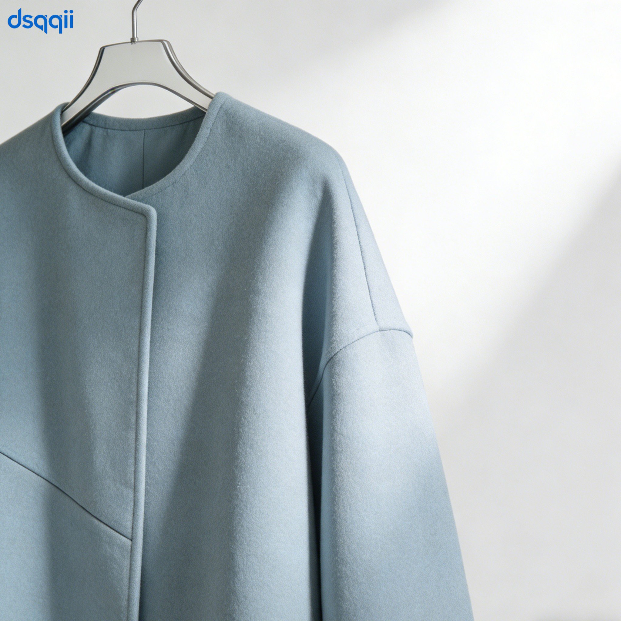 여성용 겨울 짧은 울 코트 착용 샷