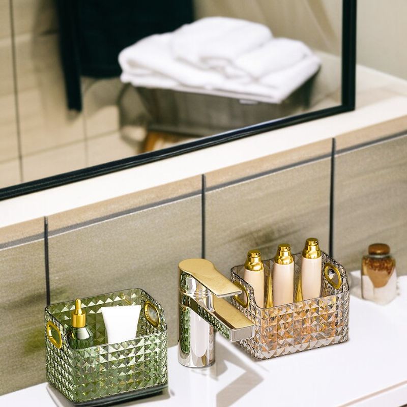 화장품 수납 다이아몬드 거울 박스 립스틱 정리함 욕실 데스크 정리함