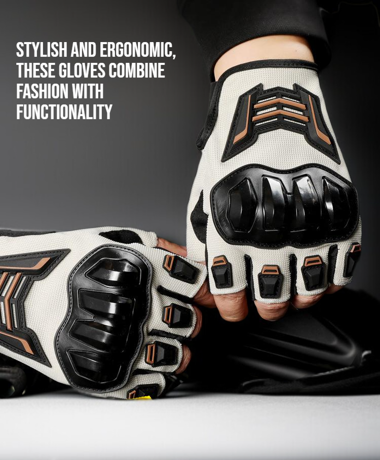 Men's anti-fall and anti-slip riding half finger gloves front view