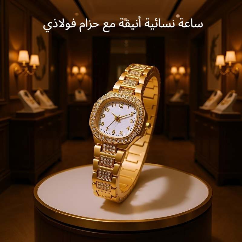 ساعة نسائية أنيقة مع حزام فولاذي 