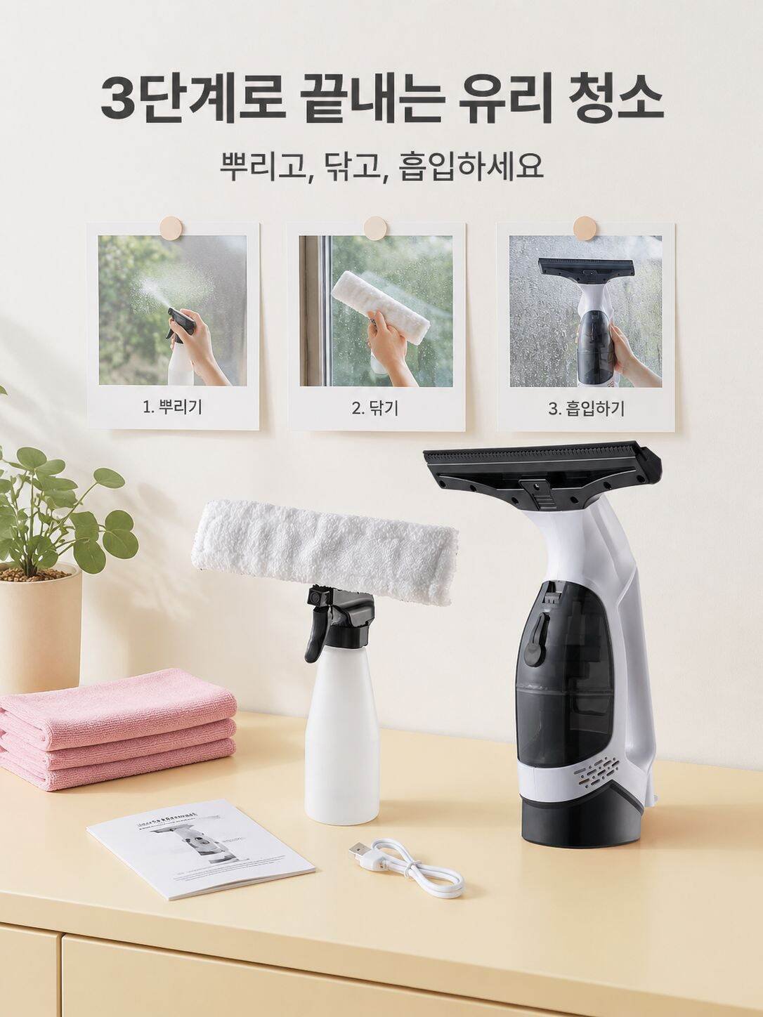 다기능 휴대용 창문 닦이 사용 예시