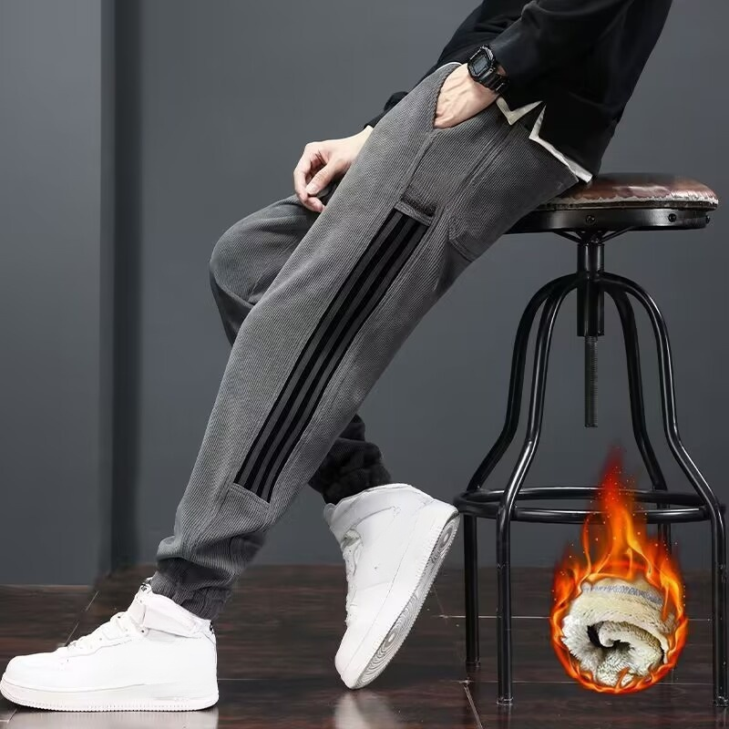 メンズ裏起毛厚手カジュアルパンツ