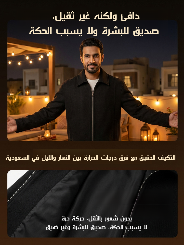 جاكيت رجالي من الصوف بياقة مطوية