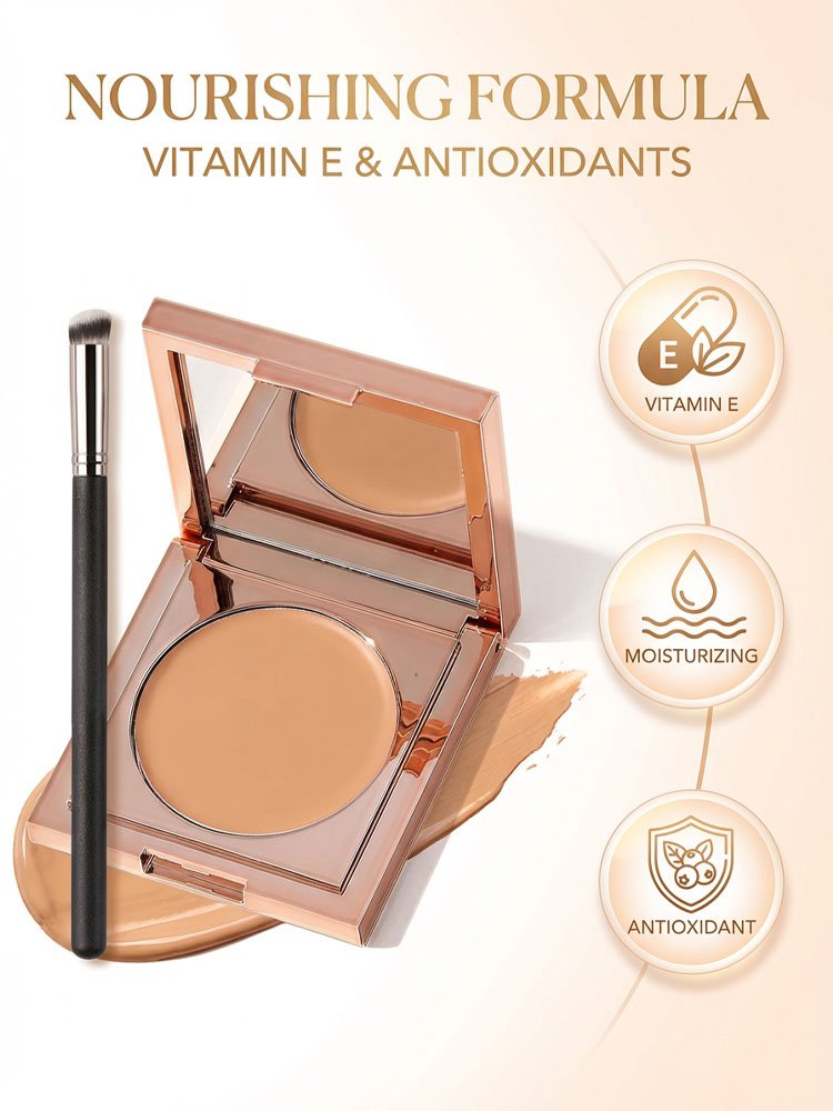 [One Second Concealer] Tinted Under-Eye Concealer Cream with Makeup Brush