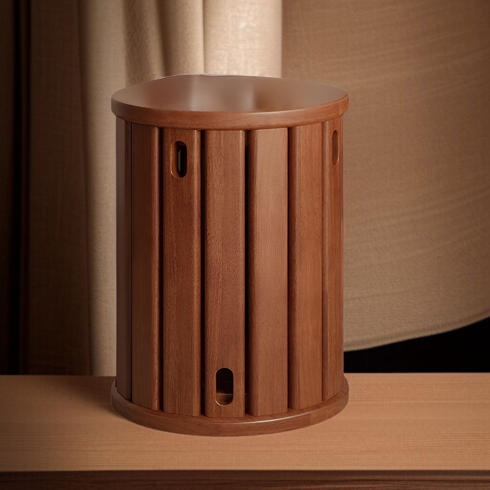 Household Short Stool Solid Wood Stackable Round Stool