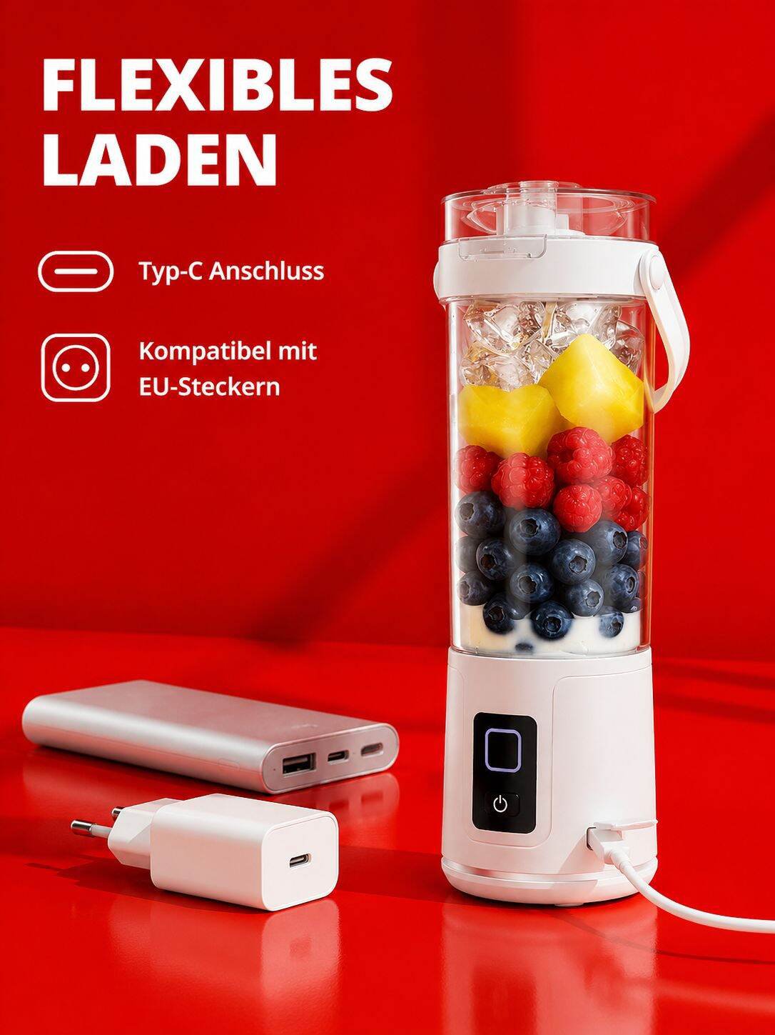 Fruchtiger Smoothie aus tragbarem USB-Entsafter