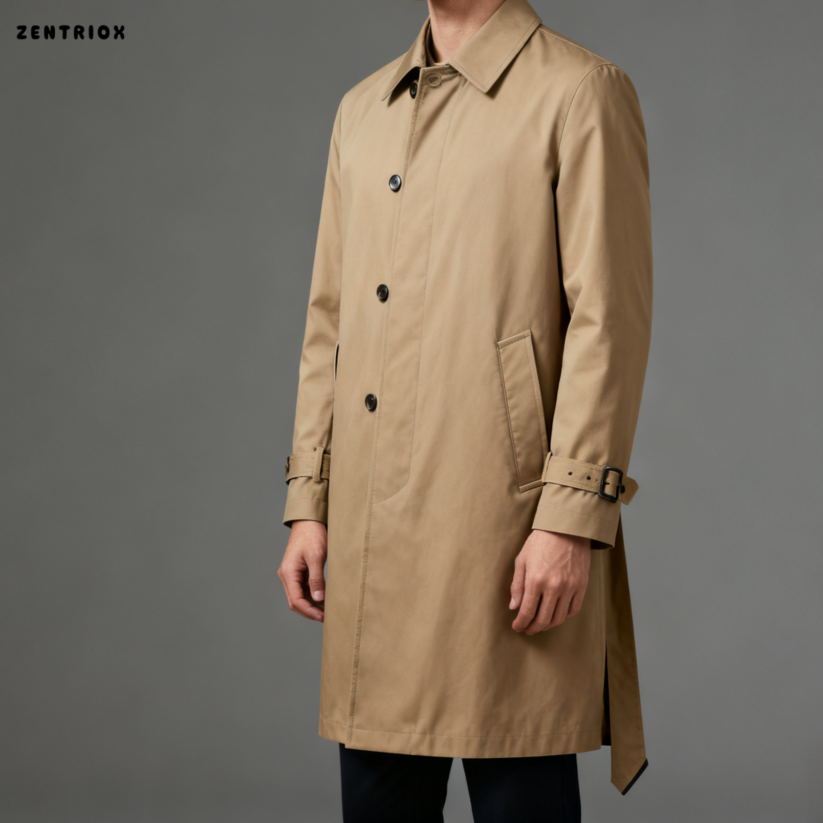 남성용 가을 라펠 디자인 미디 길이 윈드브레이커 캐주얼 재킷