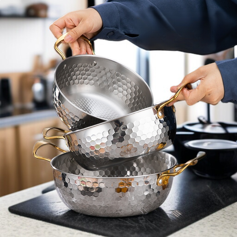 Goldenes Suppentopf-Set für Induktionsherd (inklusive Bratpfanne)