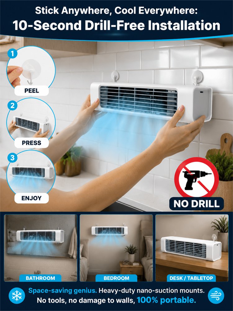 【Three-Second Rapid Cooling】Bladeless Turbo Tower Fan