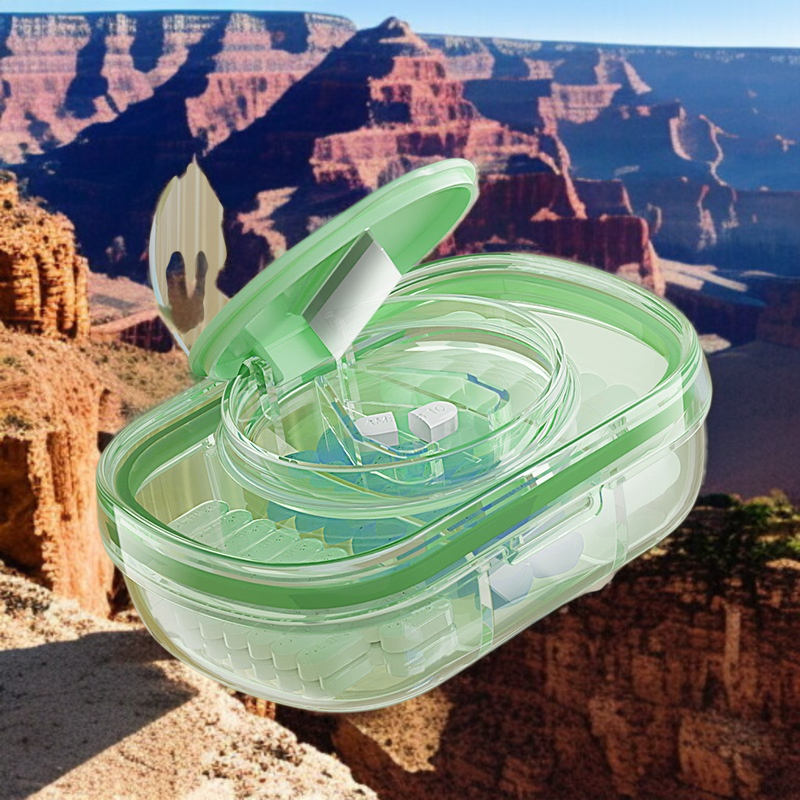 휴대용약통 다용도분약기 밀폐방습 휴대용가위약통 1분 2커터