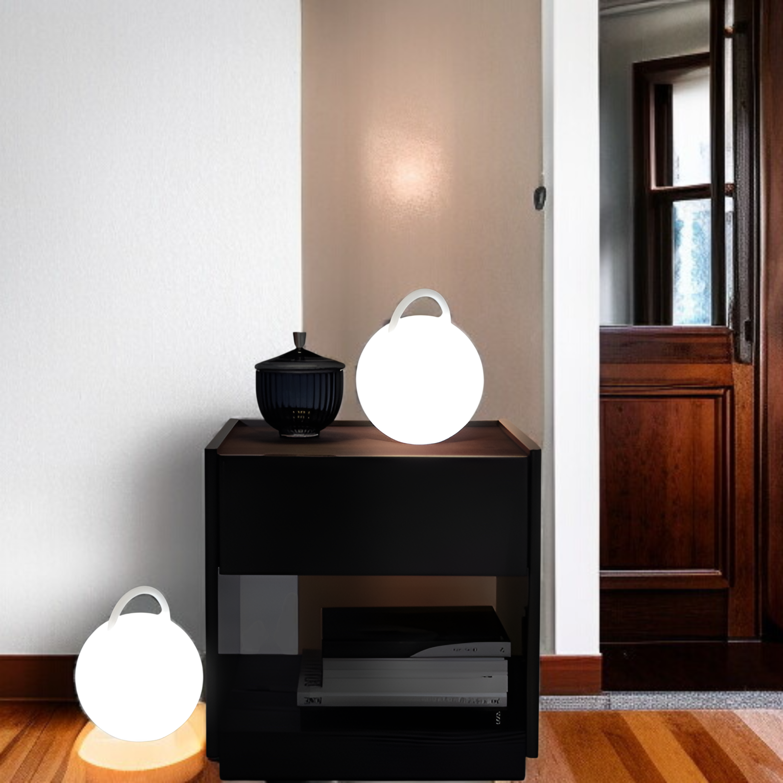 丸型ナイトライト ベッドサイドランプ 球形 丸型 月型 間接照明 防水 屋外 芝生 ボールライト IP65 防水 3段階明るさ調整 リモコン付き LED 発光ボール ポータブルランタン 電池/充電式 