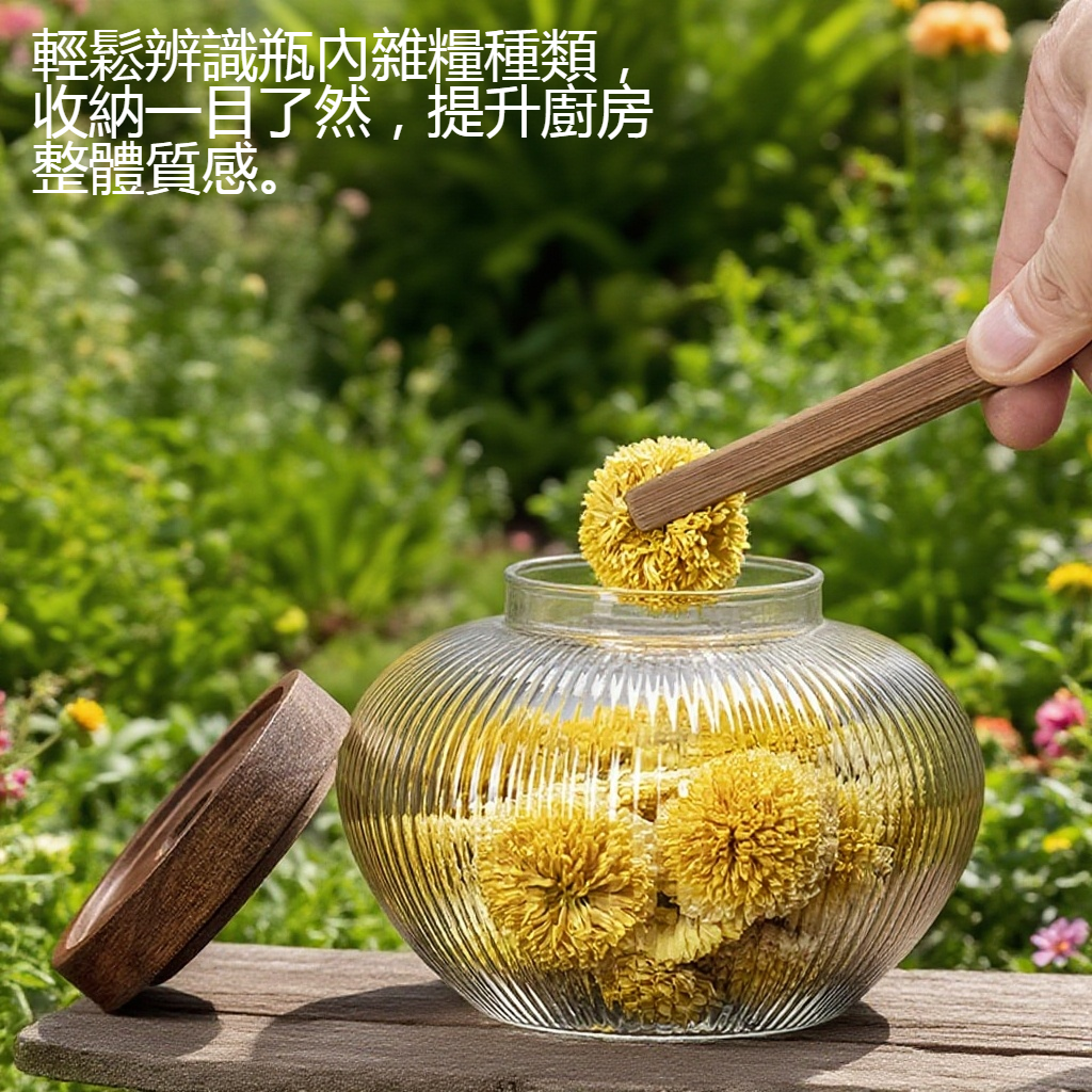 木蓋透明雜糧儲物瓶